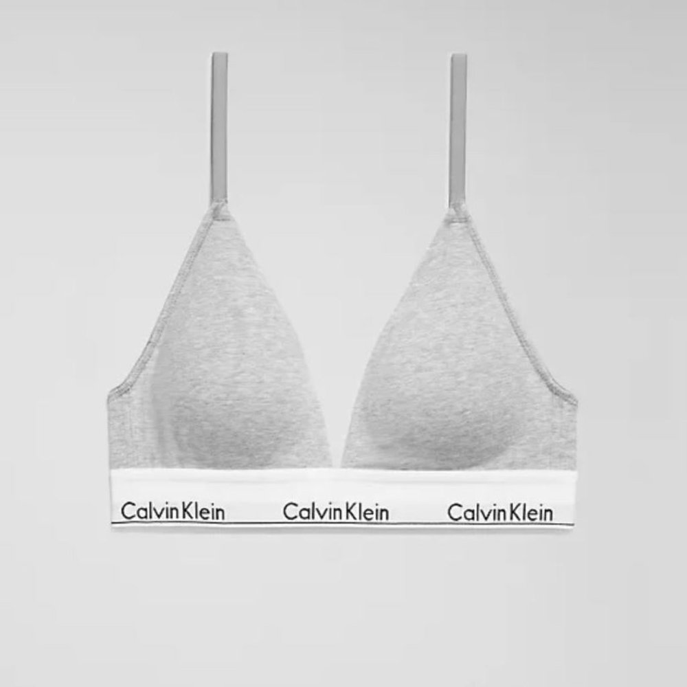 Calvin Klein Gray Modern Cotton Lightly Lined Wireless Triangle Bralette Size S